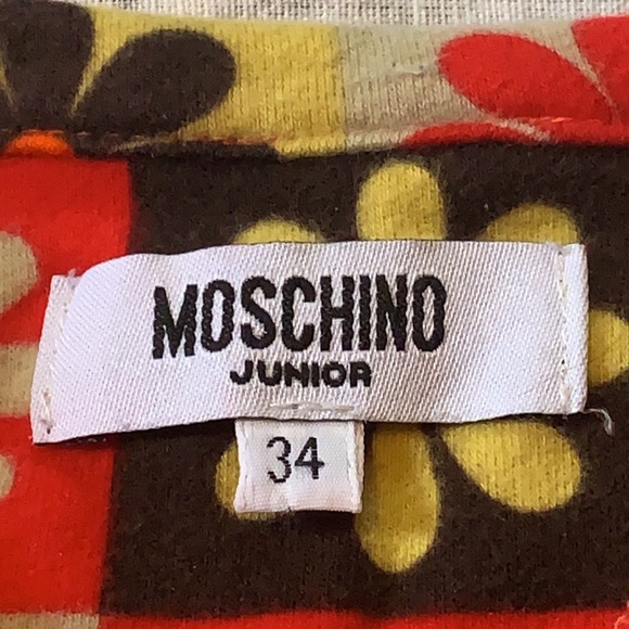 Moschino Junior Flower Orange Red Long Sleeve Zip Shirt Sz Girls 8 - Picture 7 of 15